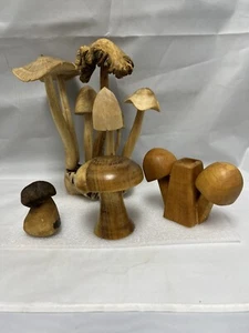 Wood Mushroom Collection Hand-Carved - Picture 1 of 24