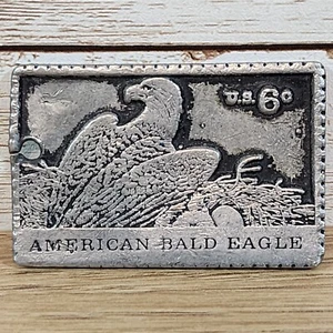 VINTAGE DORY 1970s AMERICAN BALD EAGLE US 6 CENT STAMP ART PEWTER KEYCHAIN - Picture 1 of 3