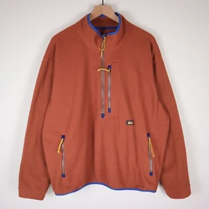 REI Fleece Half Zip Pullover Sweater Jacket Vintage Orange Adult XL 26.5x26.5 - Picture 1 of 11