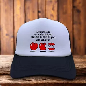 Macintosh Apple Computadora Publicidad Unisex Camionero Sombrero Negro Snapback Gorra - Imagen 1 de 6