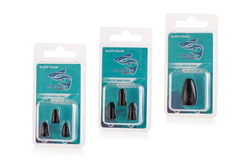 Pesas de bala abatibles/gusano de pesca de tungsteno para lubina. Muchas tallas en negro. 97% Foto 1 de 4