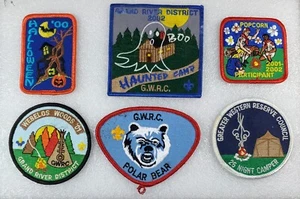 6 Grand River Michigan Halloween & Fall Boy Scout Patches Campfire 2000's  - Foto 1 di 6