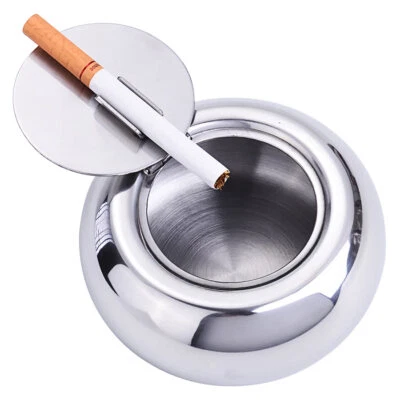 Stahl Aschenbecher Windaschenbecher mit Deckel Außen Sturmaschenbecher Metall - Bild 1 von 3