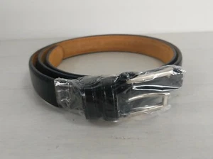 Herren Echtleder Gürtel einzelne Krappe Schnalle 1,25" Breite. Größe 48".Schwarz/Silber - Bild 1 von 4
