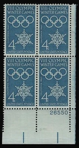 #1146 4c 1960 Winter Olympics, Plate Block [26550 LR] **ANY 5=FREE SHIPPING* - Picture 1 of 1