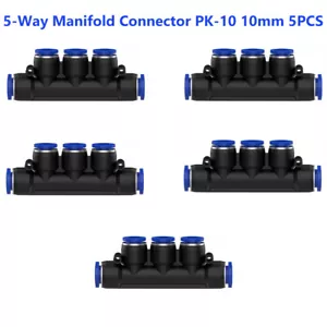 Pneumatic Push to Connect Fittings 5-Way Mainfold Connector Tube OD 10mm 5PCS - Picture 1 of 8