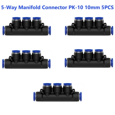 Pneumatic Push to Connect Fittings 5-Way Mainfold Connector Tube OD 10mm 5PCS  - Image 1 of 4