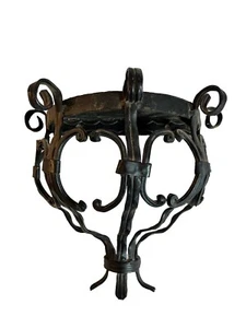 VTG Wrought Iron Wall Shelf Demi-Lune Florentine 12” MCM Scroll Black - Picture 1 of 6