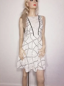 Twelfth Street by Cynthia Vincent Dress White Lace Black Trim size 8 NWT - Picture 1 of 12