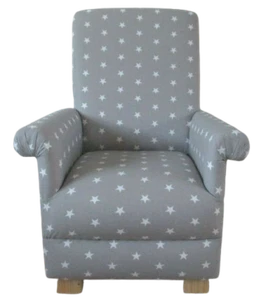 Kids Chair in Grey White Stars Fabric Children's Armchair Bedroom Nursery Small - Picture 1 of 24