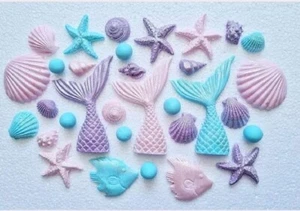 fondant Muscheln Meerjungfrau Zuckerfiguren Tortendekoration Flosse Ariel - Bild 1 von 2
