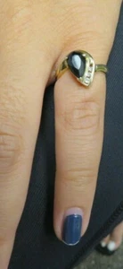 10 k Solid Gold onyx / Diamond Ring Size 5 1/4" 2.7 gr - Picture 1 of 6