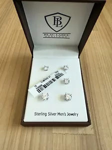 Blac Label Heritage Sterling Silver CZ Men’s Earrings 3 Pairs - Picture 1 of 7