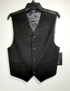 NWT Van Heusen Boy's 14/16 or 18/20 VEST ONLY Black Pinstripe Wedding Grad Prom - Picture 1 of 26