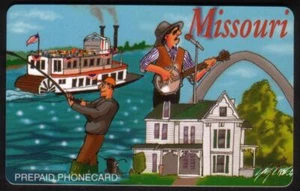 $5. Missouri: diseño artístico de Riverboat, Banjo Player, etc. Tarjeta telefónica USADA - Imagen 1 de 1