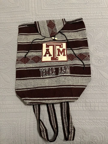 Texas A&M Woven Bag Backpack Serape Look Carry Handle Shoulder Strap NWOT Cover
