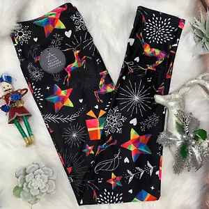 Winter Wonderland Whimsy: Kids' Leggings Colorful Rainbow Kaleidoscope Print - Picture 1 of 3