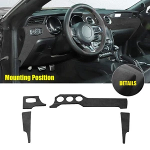 Tira del panel del tablero de instrumentos de la consola central 4X para Ford Mustang 2015-2023 gamuza negra - Imagen 1 de 6