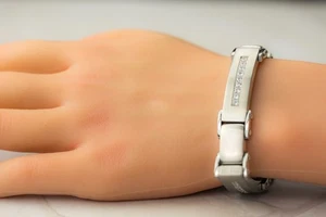 1065 Hombre Acero Inoxidable con Pulsera Circonita cúbica - 8.5” Negrita, Pesada, Estilo Alfa - Imagen 1 de 10