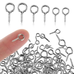 Amabro 300PCS 3 Sizes Small Screw Eye Pins, Mini Metal Eye Pins Hooks Eyelets... - Picture 1 of 8