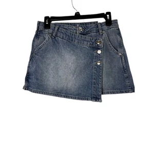 Neu mit Etikett Free People Wynne Denim Jeansrock Knopfleiste asymmetrisch blau Größe 26 - Bild 1 von 7