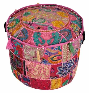 Handmade Traditional Decorative Floral Ottoman Pouffe Footstool Chair Cover - Picture 1 of 6