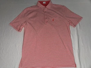 JOHNNIE-O HANGIN' OUT BURNT ORANGE 4 KNÖPFE STREIFEN POLOSHIRT HERREN MEDIUM NEU OHNE ETIKETT! - Bild 1 von 5