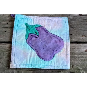 Handmade Eggplant Hot Pad 8x8" Quilted Kitchen Pot Holder - Picture 1 of 3