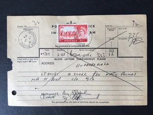 GB 1964 5/- CASTELLO LEGATO A TELEGRAM BEDMINSTER TO HUDDERSFIELD - Foto 1 di 2