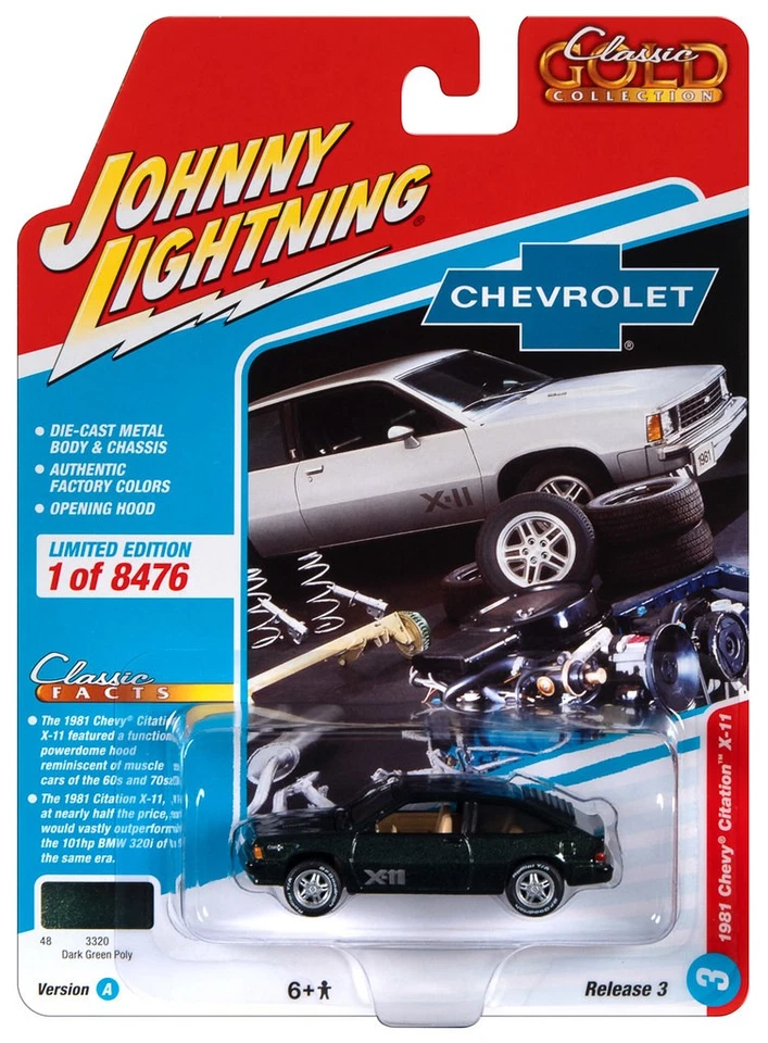 Johnny Lightning JLCG030 Classic Gold VER A 1981 Chevy Citation X-11 Green - Image 1 of 1