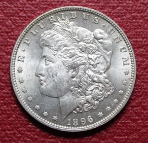 1896 P DOLLARO D'ARGENTO MORGAN - LUCENTEZZA RUOTA DI CARRELLO - (rif# 4499) - Foto 1 di 2