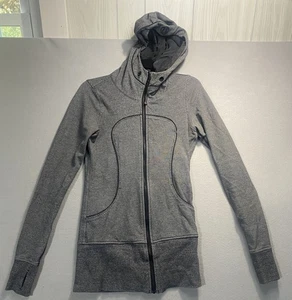 Chaqueta con capucha Lululemon para mujer talla 6 gris jaspeado buceo cremallera completa - Imagen 1 de 7