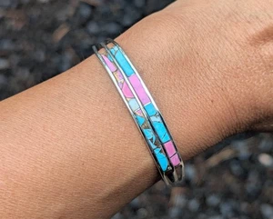Navajo Zuckerwatte Türkis Armband Handarbeit Indianer NA Schmuck Größe 6,25 Zoll - Bild 1 von 11