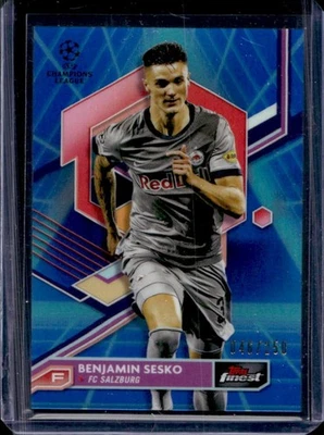 2022 Finest UEFA Benjamin Sesko Blue/Aqua Vapor Wave Refractor #46/250 Salzburg - Image 1 of 2