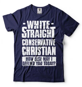 Camisa Cristiana Conservadora Blanca Recta Divertida Camisa Patriótica EE. UU. - Imagen 1 de 6
