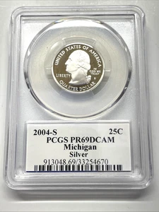 2004-S Michigan **SILVER ** Quarter - SLAB -PCGS PR69DCAM 25C - Perfect - Picture 1 of 4