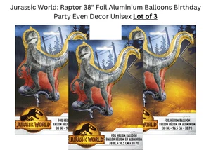 Jurassic World Raptor 38" Foil Aluminium Balloon Birthday Party Even Decor Lot 3 - Picture 1 of 6