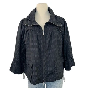 Armani Collezioni Lightweight Rain Jacket Full Zip Black White Polka Dot Size 6 - Picture 1 of 14