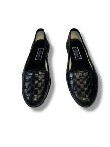 BRAGANO COLE HAAN SOFT BLACK WOVEN LEATHER LOAFERS / SHOES MEN SZ 10 MED - Picture 1 of 8