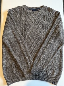 Weird Fish Men’s Chunky Cable Knit Jumper Grey Blend 2XL Heavyweight Cotton - Picture 1 of 6