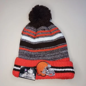New Era Cleveland Browns Mütze Cap Beanie Strick Bommel Bündchen On Field NFL Orange OSFM - Bild 1 von 10