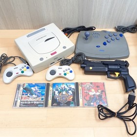 Sega Saturn Console Japan White Bundle with Virtua Gun Fighting Stick & 3 Games