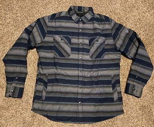 NEW no tag RARE Kuhl Joyrydr Sherpa Lined Flannel Jacket Coat Men Sz L Blue Grey - Picture 1 of 3