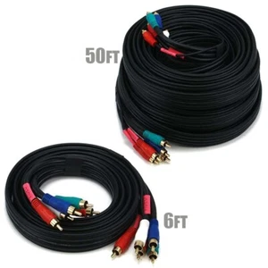 6-50FT 5 RCA RGB-WR Male to Male Component Audio Video Cable RG-59/U 22AWG - Picture 1 of 7