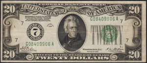 Fr.2050-G 1928 Chicago $20 Gold on Demand Numeric Seal Federal Reserve Note VF - Picture 1 of 2