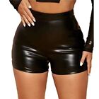 Short butin sexy noir taille haute pour femmes cuir verni mini clubwear