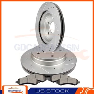 Rotores delanteros de freno y pastillas de cerámica ranura perforada para DODGE RAM 1500 06-10 5 orejetas - Imagen 1 de 10