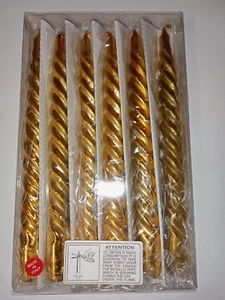 Set of six Taper Gold Candles made in Italy - Picture 1 of 2