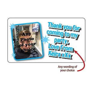 20 pegatinas grandes personalizadas para fotos de cumpleaños bolso de fiesta gracias dulce 675 - Imagen 1 de 10
