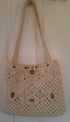 Cartera/bolso vintage boho macramé correa para el hombro con cuentas hechas a mano Filipinas  Foto 1 de 4